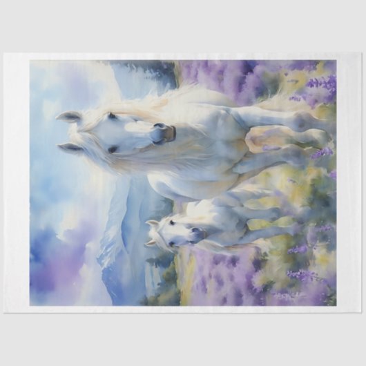 Witte Lavendel Paarden Tissuepapier (Voorkant)