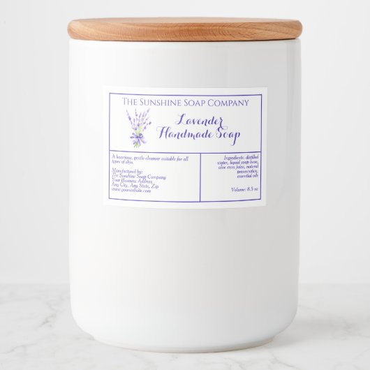 Witte Lavendel waterdichte zeep box label Voedselcontainer Etiket (Voorkant)
