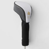 Witte leder Kijk Monogram en Persoonlijke Naam Golfheadcover (Schuin)