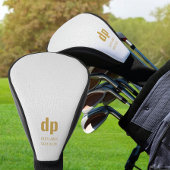 Witte leder Kijk Monogram en Persoonlijke Naam Golfheadcover