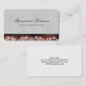 Witte leder Rustisch hout en elegante tekst Visitekaartje (Voorkant / Achterkant)