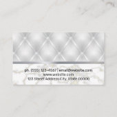 Witte lederen bekleding | Marmer Metalen Trim Visitekaartje (Achterkant)