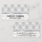 Witte lederen bekleding | Marmer Metalen Trim Visitekaartje (Voorkant / Achterkant)