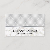 Witte lederen bekleding | Marmer Metalen Trim Visitekaartje (Voorkant)