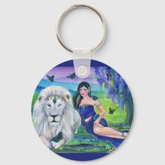 Witte leeuw en prinses van Renee Lavoie Sleutelhanger (Voorkant)