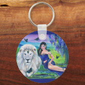 Witte leeuw en prinses van Renee Lavoie Sleutelhanger (Voorkant)