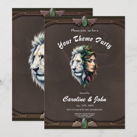 Witte leeuw en vrouw kaart (Voorkant / Achterkant)