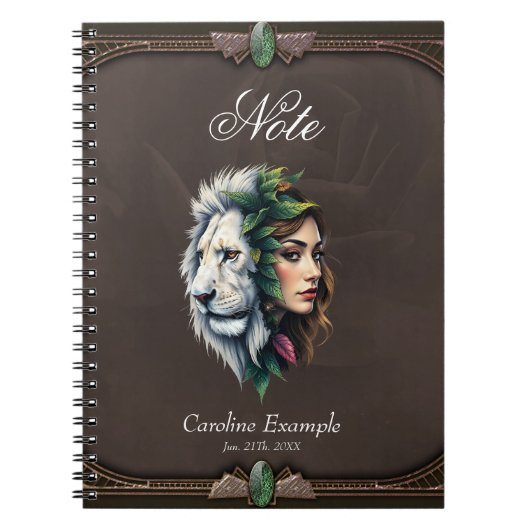Witte leeuw en vrouw notitieboek (Voorkant)