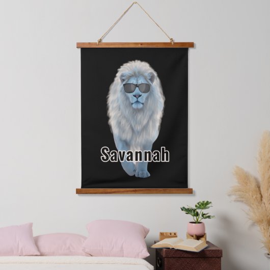 Witte leeuw hangend wandkleed (Slaapkamer)