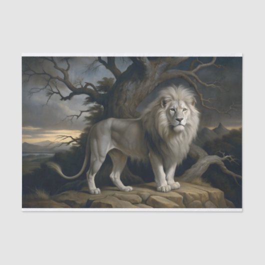 Witte Leeuw Majesteit Decoupage Tissuepapier (Voorkant)