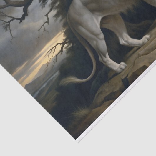 Witte Leeuw Majesteit Decoupage Tissuepapier (Detail)