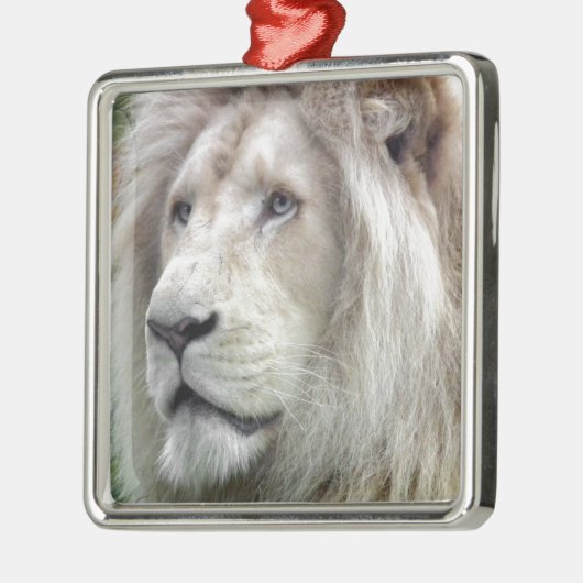 Witte leeuw metalen ornament (Links)