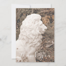 Witte Leeuw Stenen Standbeeld Vlak Dank u Kaart