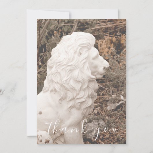 Witte Leeuw Stenen Standbeeld Vlak Dank u Kaart (Voorkant)