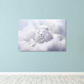 Witte Leeuw van Juda Canvas Afdruk (Insitu (Houten vloer))