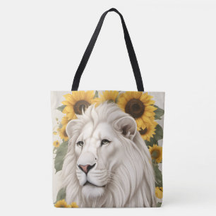 Witte Leeuw Zonnebloem Ontwerp Wildlife Safari Lee Tote Bag