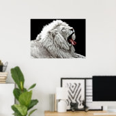 Witte leeuwenkop oerwouden digitaal abstract poster (Thuiskantoor)