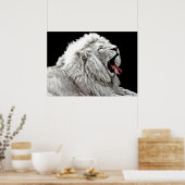 Witte leeuwenkop oerwouden digitaal abstract poster (Keuken)