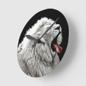 Witte leeuwenkop oerwouden digitaal abstract  ronde klok (Hoek)