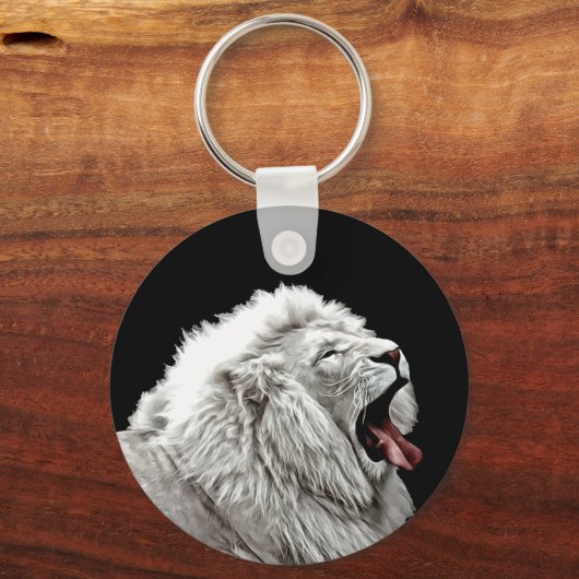 Witte leeuwenkop oerwouden digitale kunst sleutelhanger (Voorkant)