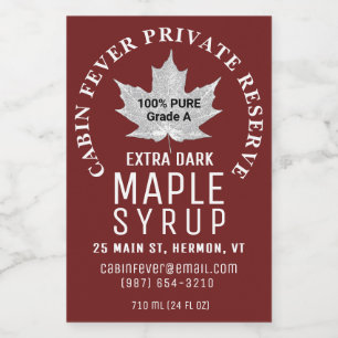 Witte lef Pure Maple Syrup Circular Logo 2 x 3 inc Wijn Etiket