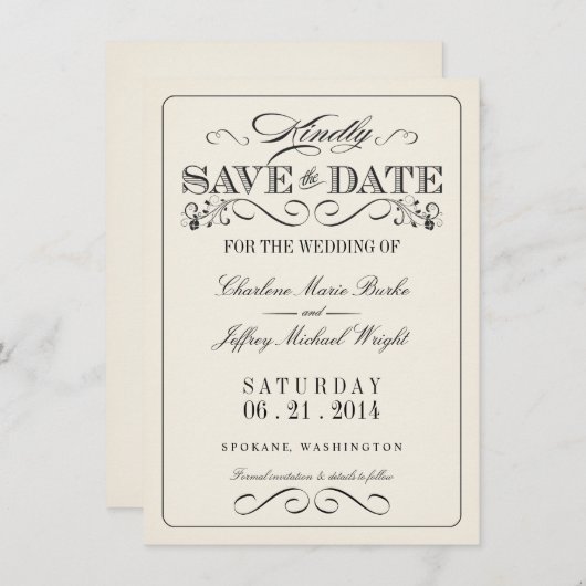 Witte legant Save the Date WT313 (Voorkant / Achterkant)