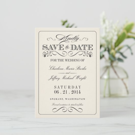 Witte legant Save the Date WT313 (Staand voorkant)