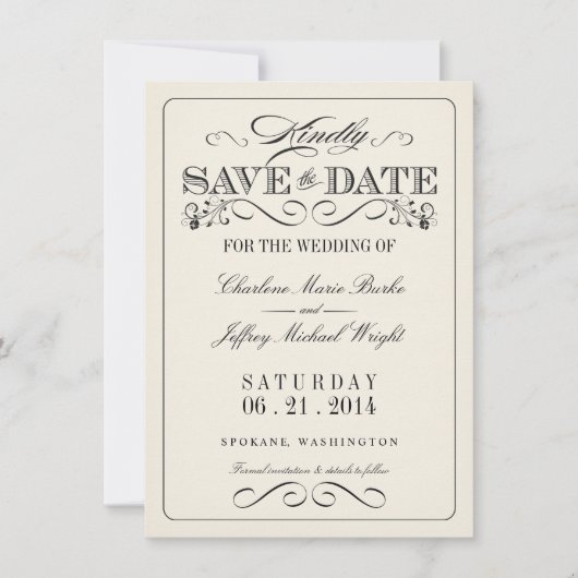 Witte legant Save the Date WT313 (Voorkant)