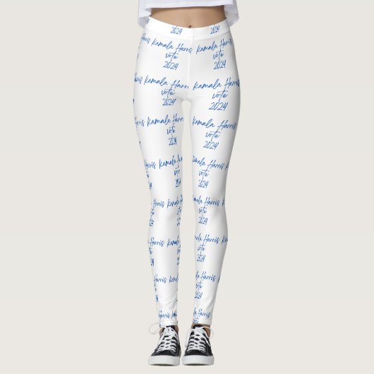 Witte Leggings Kamala Harris Blue Font (Voorkant)
