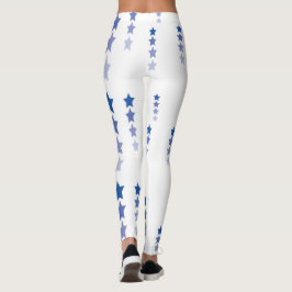 Witte Leggings met blauwe sterren