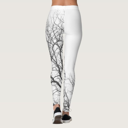 Witte leggings met boomtakken. (Achterkant)