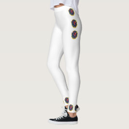 Witte leggings met floraal ontwerp