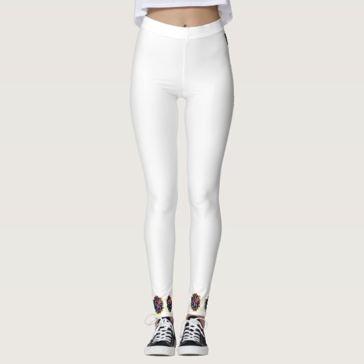Witte leggings met floraal ontwerp (Voorkant)