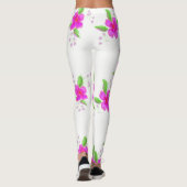 Witte Leggings met roze bloemenprint (Achterkant)