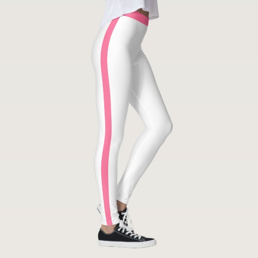 Witte Leggings met Roze Zijstreep Kies Kleuren (Rechts)