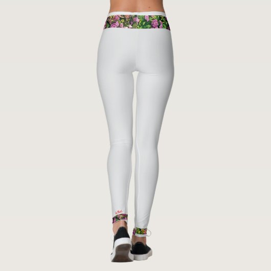 Witte leggings met rozen bloemmotief (Achterkant)