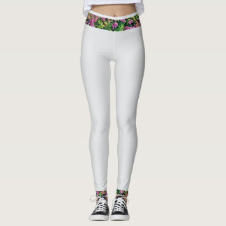 Witte leggings met rozen bloemmotief
