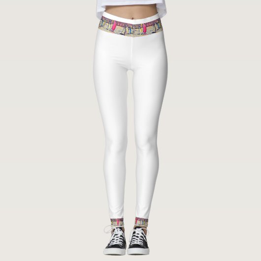 Witte leggings met zeilboot tailleband (Voorkant)