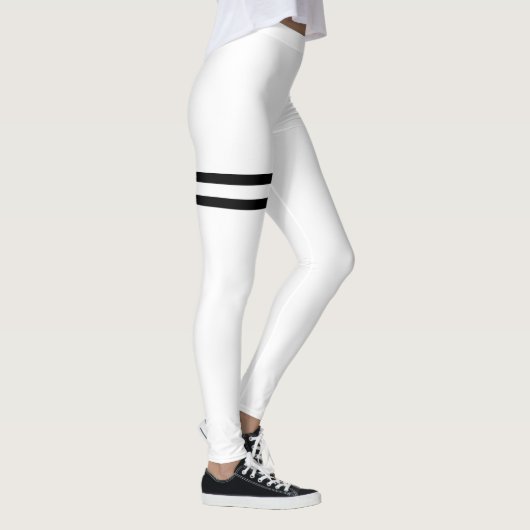 Witte Leggings met zwarte lijnen (Rechts)