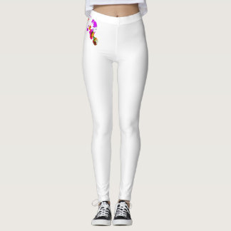 Witte leggins met orchideeënprint leggings