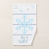 Witte Leiste Blauwe Geometrische Lijnen Sneeuwvlok Bad Handdoek (Handdoek)