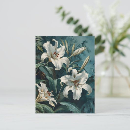 Witte Lelie bloem  Briefkaart (Staand voorkant)