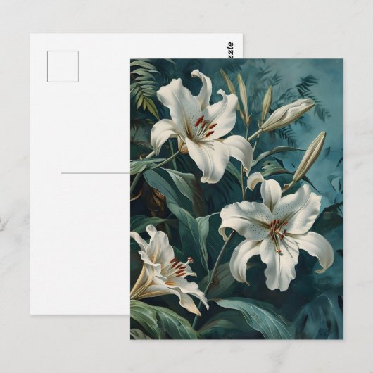 Witte Lelie bloem Briefkaart (Voorkant / Achterkant)