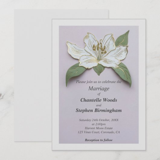 Witte Lelie Bloem Bruiloft Kaart (Voorkant / Achterkant)