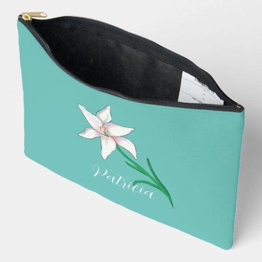 Witte Lelie bloem illustratie gepersonaliseerd Etui (Open)