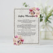 Witte lelie bloem marmer veiligheidsmaatregelen informatiekaartje (Staand voorkant)