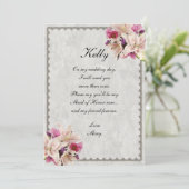 Witte lelie bloem marmeren bruidsmeisje van eer kaart (Staand voorkant)