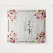 Witte lelie bloem marmeren huwelijks achtergrond wandkleed (Voorkant (horizontaal))