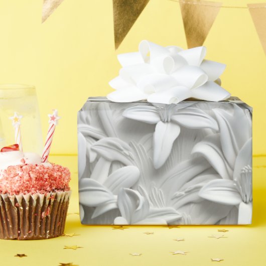 Witte Lelie Bloem Naadloos Patroon Cadeaupapier (Verjaardagsfeest)