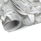 Witte Lelie Bloem Naadloos Patroon Cadeaupapier (Rol Hoek)